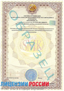 Образец сертификата соответствия (приложение) Михайловка Сертификат ISO 13485